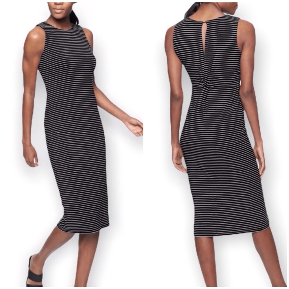 Athleta | NWT striped black & white sleeveless midi dress size M